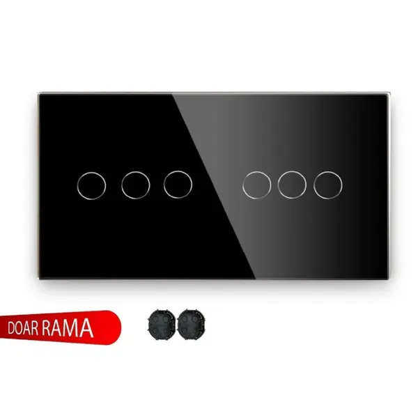 Panou întrerupător triplu+triplu din sticlă M1