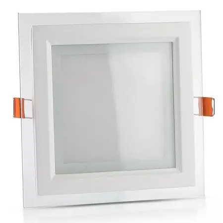 Panou LED patrat incorporabil 18W 6400K alb rece, sticla V-TAC SKU-4745