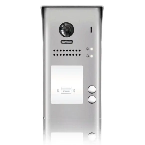 Panou video color de apel exterior, cu conexiune pe 2 fire, camera WIDE ANGLE 170 , pentru doi abonati, control acces RFID DT607-ID-S2