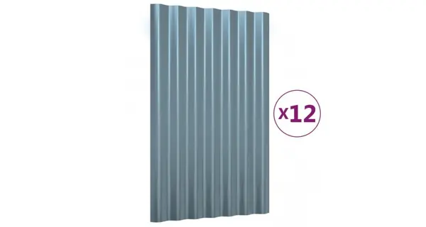 Panouri de acoperis 12 buc. otel vopsit gri 60x36 cm