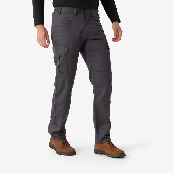 Pantalon cargo rezistent Stepă 500 bumbac 100% Gri