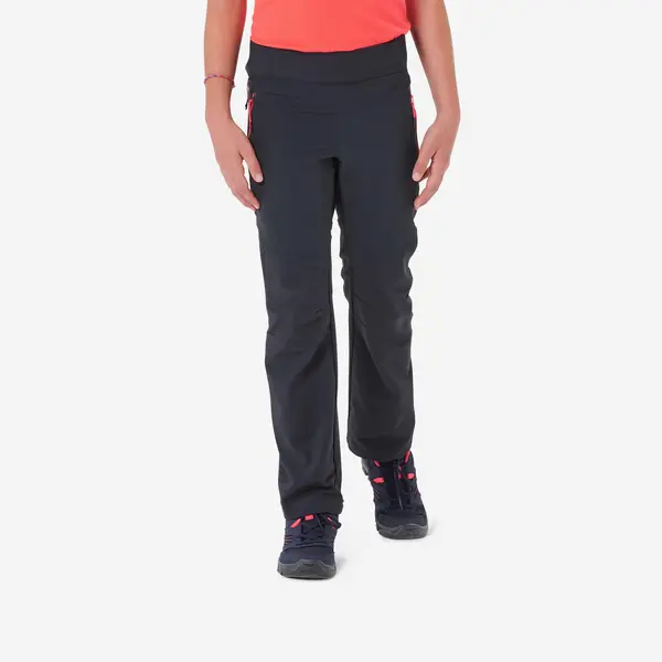 Pantalon Drumeție la munte MH500 Softshell Gri-Negru Fete 7-15 ani