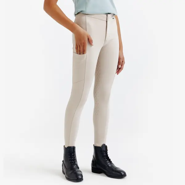 Pantalon echitație full grip CLUB Bej Copii