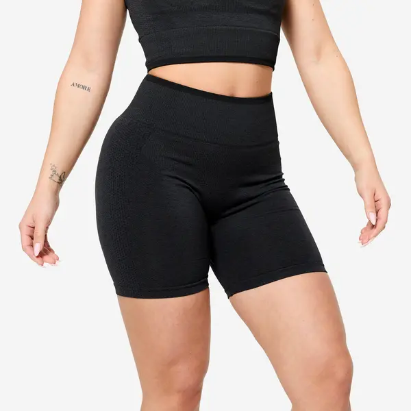 Pantalon scurt seamless Bodybuilding Negru Damă