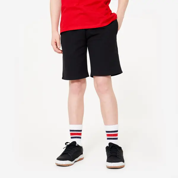 Pantalon scurt sport, din bumbac 500 Negru Copii