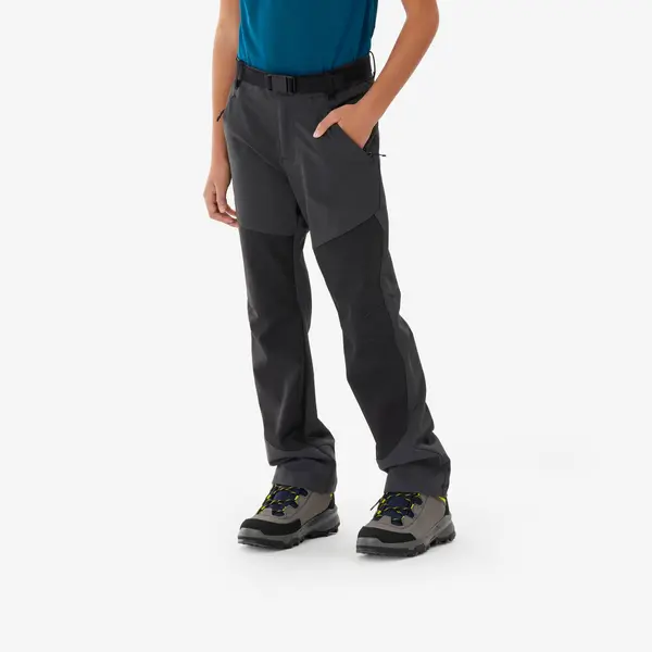 Pantalon Softshell Drumeție la munte MH900 Gri-Negru Băieți 7-15 ani