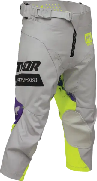 Pantaloni atv cross copii Thor Launchmode Bleach, culoare gri verde fluo, marime 24