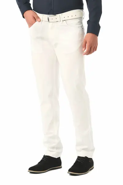 Pantaloni barbatesti subtiri, Forza, alb (Marime pantalon: W34)