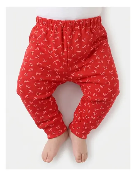 Pantaloni bebe, cu ancore, model rosu
