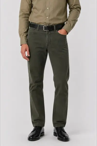 Pantaloni clasici de vara pentru barbati – Vero, Kaki inchis