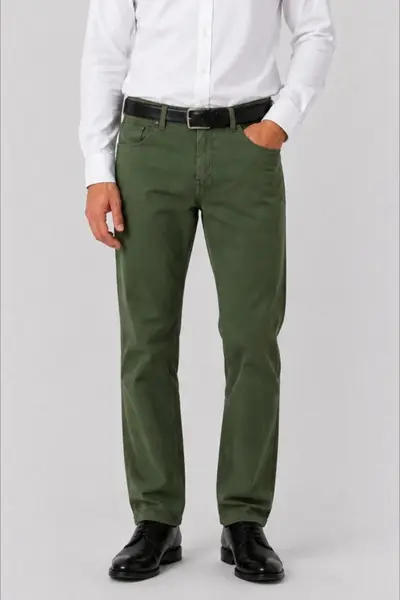 Pantaloni clasici de vara pentru barbati – Vero, Verde Oliv (Marime pantalon: W32)