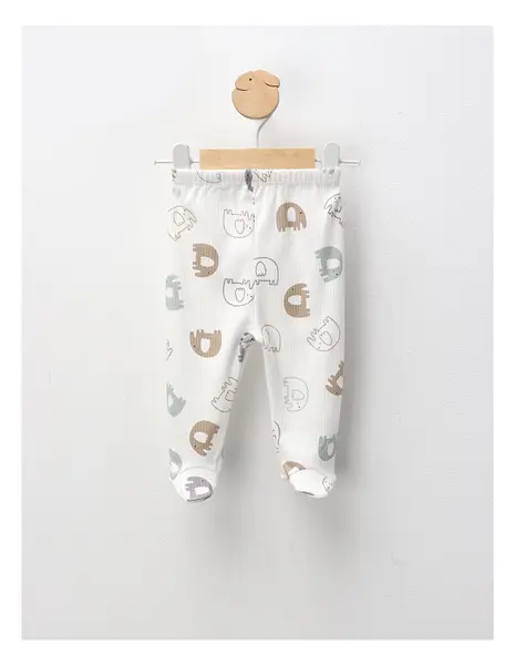 Pantaloni cu botosei Ace Trase, Elefantel, alb