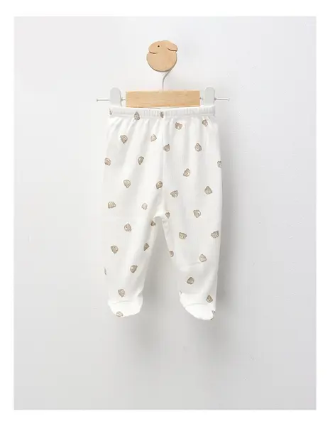 Pantaloni cu botosei Ace Trase, Mini Bear, alb
