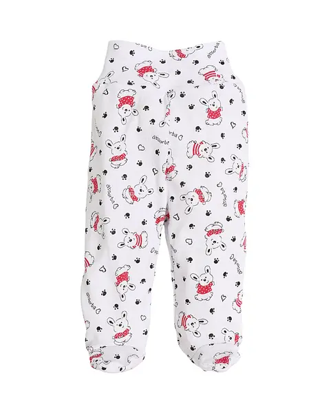 Pantaloni cu botosei Sweet Dog alb-rosu