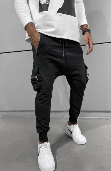 PANTALONI CU TUR POCKETS BLACK BL3(1466) (MĂRIME: L)