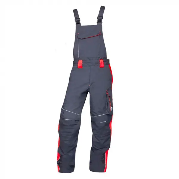 Pantaloni de lucru cu pieptar reflectorizanti, gri-rosu, Ardon NEON 44, GRI-ROȘU