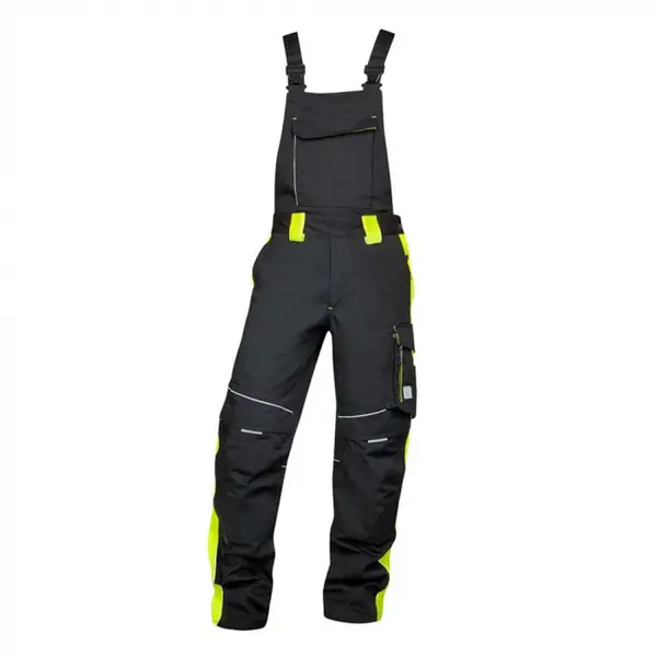 Pantaloni de lucru negri de iarna cu pieptar, culoarea negru, Ardon NEON L, NEGRU