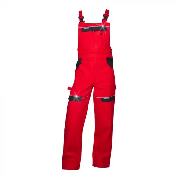 Pantaloni de lucru rosii 100% bumbac cu pieptar, culoarea rosu, Ardon COOL TREND 58, Roșu