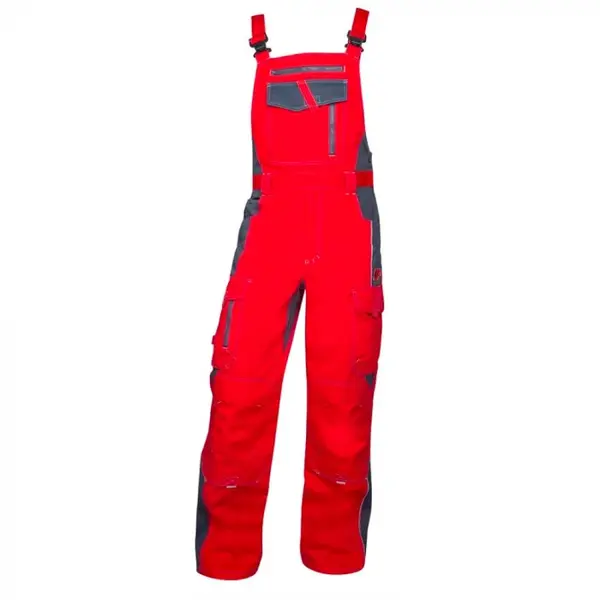 Pantaloni de lucru rosu-gri cu pieptar, Ardon VISION 54, Roșu