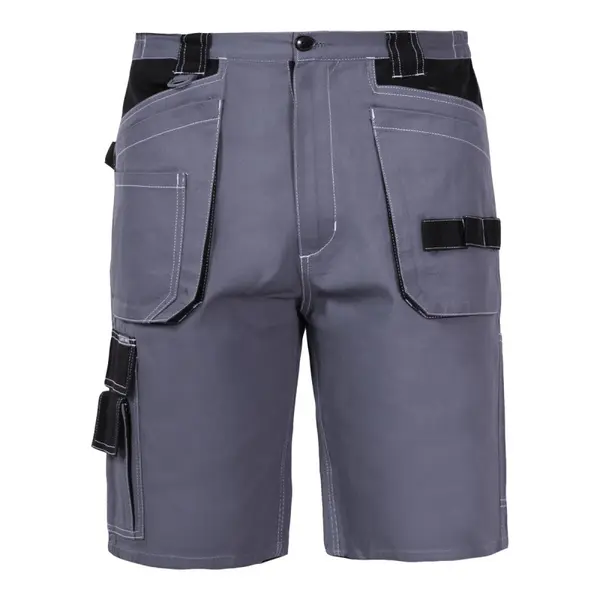 Pantaloni de lucru scurti Lahti PRO L4070302, gri-negru, marimea M, din bumbac, cu 10 buzunare si talie ajustabila