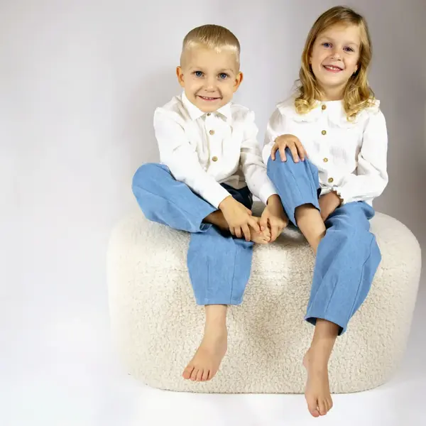 Pantaloni denim din bumbac pentru fete - 86