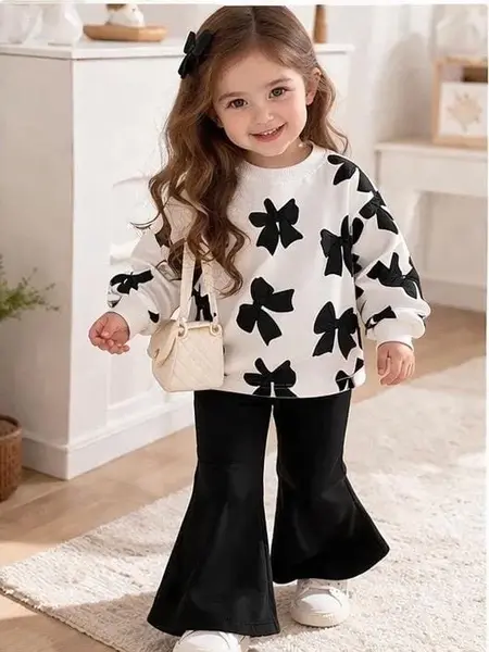 Pantaloni evazati si bluza DIANA - negru / 18-24luni