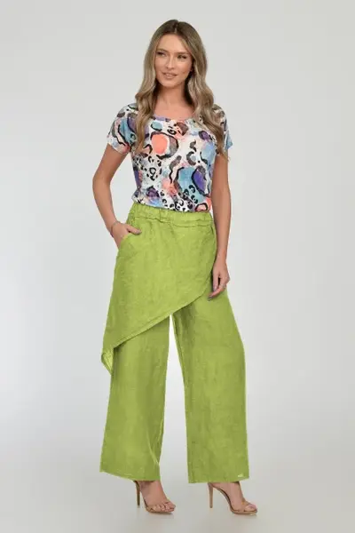 Pantaloni lejeri din in cu croi petrecut, verde