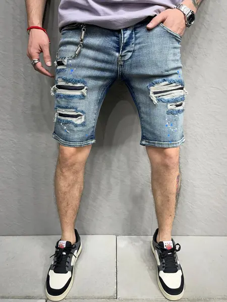 PANTALONI SCURTI MVP PATCHES BLUE PSAS99(6920) (MĂRIME: 32)