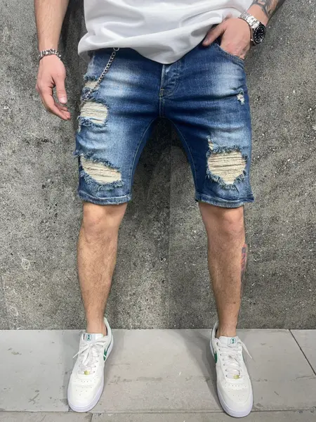 PANTALONI SCURTI MVP RUPTI DARK-BLUE PSAS152(7226) (MĂRIME: 31)