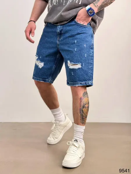 PANTALONI SCURTI RUPTI DARK-BLUE PSAS201(9541/T8208) (MĂRIME: 31)