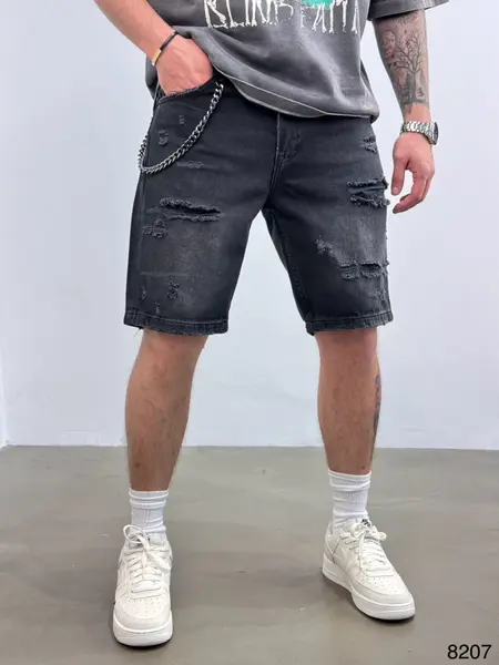 PANTALONI SCURTI RUPTURI BLACK PSAS190(8697/8207) (MĂRIME: 31)