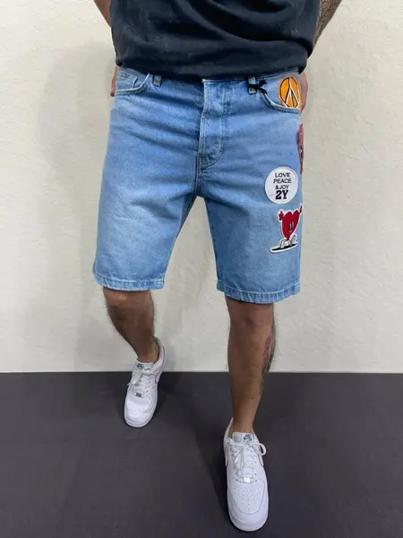 PANTALONI SCURTI STICKERS BLUE PSAS141(7323) (MĂRIME: 31)