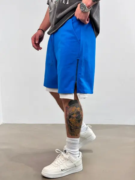 PANTALONI SCURTI ZIPPER SAKS-BLUE PSAS195(AJ6411) (MĂRIME: XL)