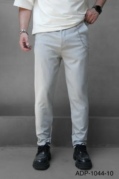 PANTALONI SLIM FIT ZIPPER LIGHT-GREY BGAS1157(1044-10) (MĂRIME: 30)