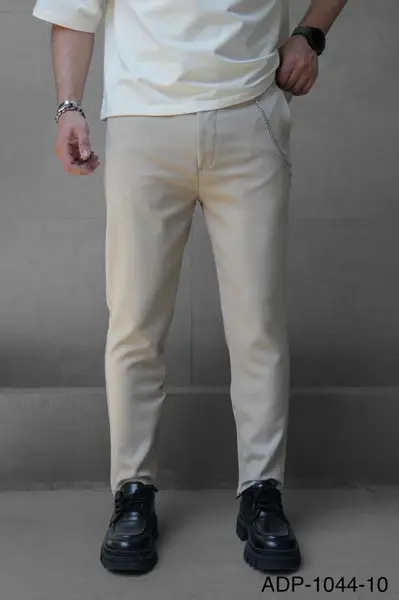 PANTALONI SLIM FIT ZIPPER STONE-BEIGE BGAS1155(1044-10) (MĂRIME: 33)