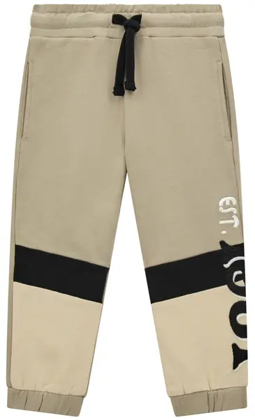 Pantaloni sport Guess - cu dungi negre, bej, 12 luni