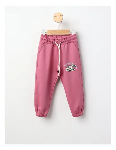 Pantaloni trening ENJOY THE VIBES roz pal