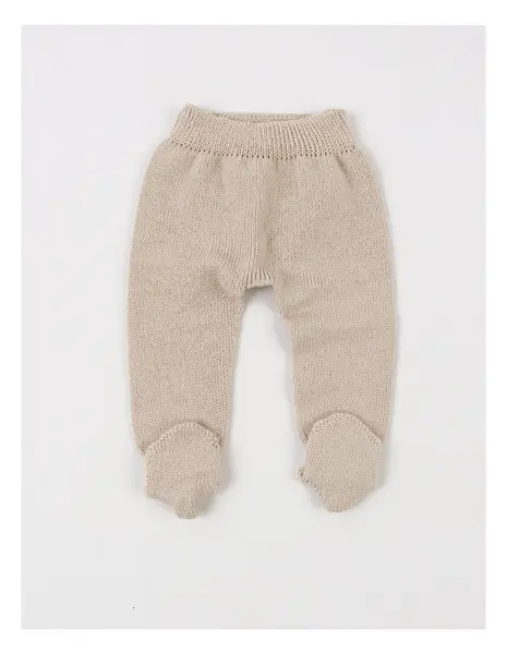 Pantaloni tricotati cu botosei baby crem