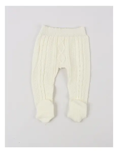 Pantaloni tricotati cu botosei Denis ecru