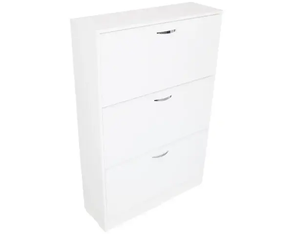 Pantofar alb cu 3 usi si 3 sertare - 60 cm, ideal pentru holuri mici