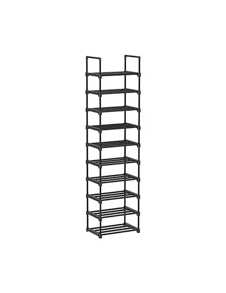 Pantofar cu 10 rafturi, Songmics, 30 x 45 x 174 cm, LSA25BK, Negru