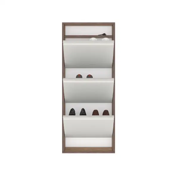 Pantofar HIDE RF140402, cu 3 rafturi, nuc, 50x15x124 cm