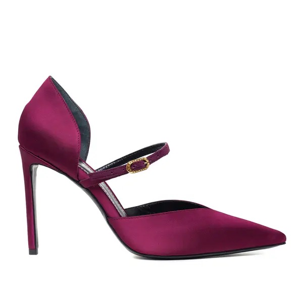 Pantofi Agnes in V Satin, Burgundy - Premium Collection - 38 / 10 cm