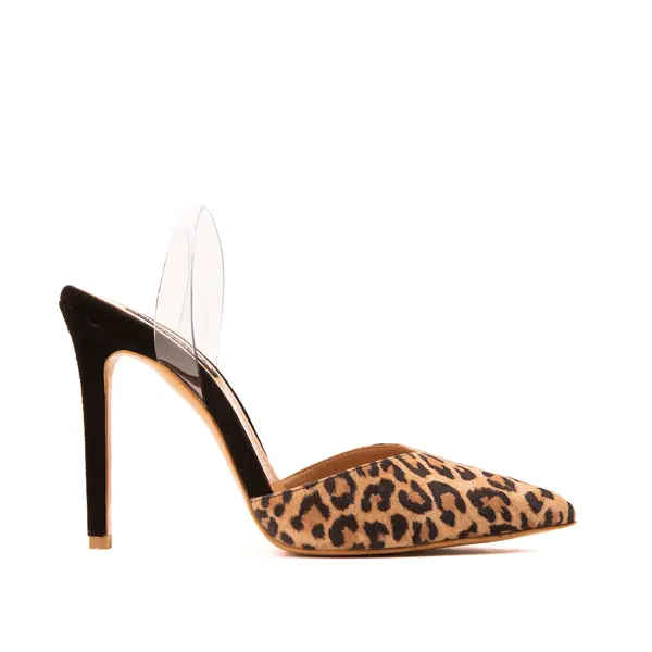 Pantofi Alice Decupat in V, Piele Intoarsa, Animal Print - 35 / 6.5 cm