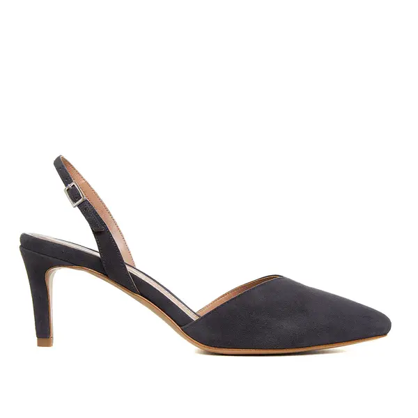 Pantofi Alice Decupat in V, Piele Intoarsa, Gri Inchis - 42 / 11 cm
