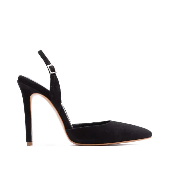 Pantofi Alice Piele Intoarsa, Negri - 35 / 8 cm