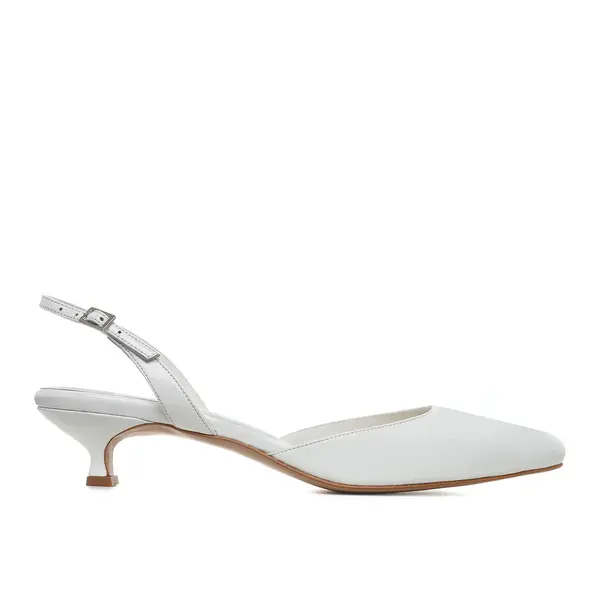Pantofi Alice Piele Lacuita, Albi - Kitten Heels - 35 / 4 cm