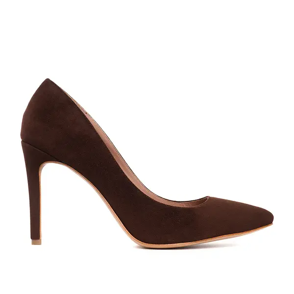 Pantofi Alice Stiletto Piele Intoarsa, Maro - 41 / 6.5 cm