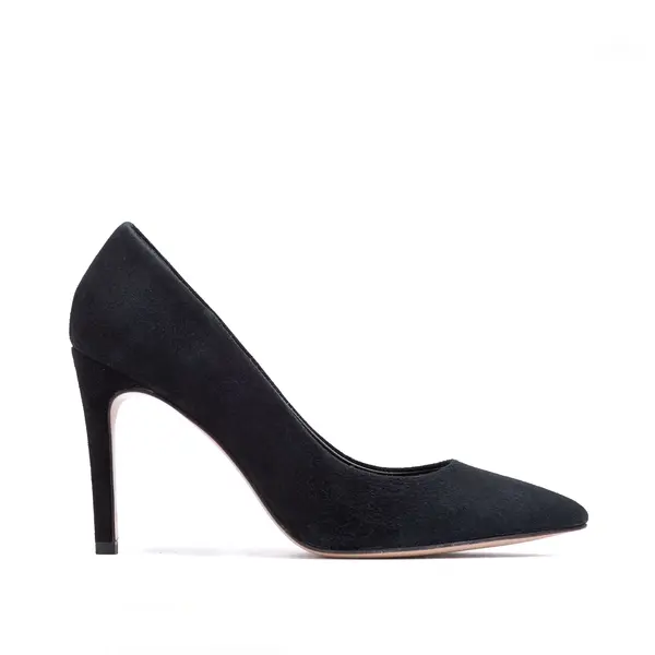 Pantofi Alice Stiletto Piele Intoarsa, Negri - 34 / 8 cm