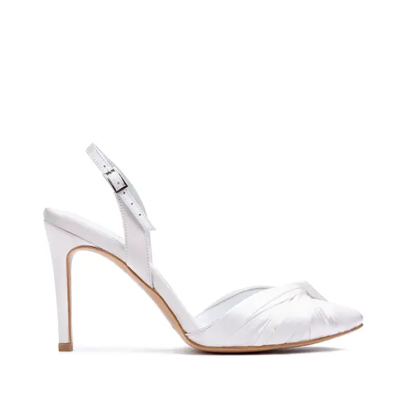 Pantofi Ana Satin, Albi - 34 / 8 cm